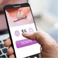 Person making donation via smartphone